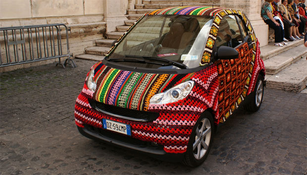 Crocheted Car In Rome